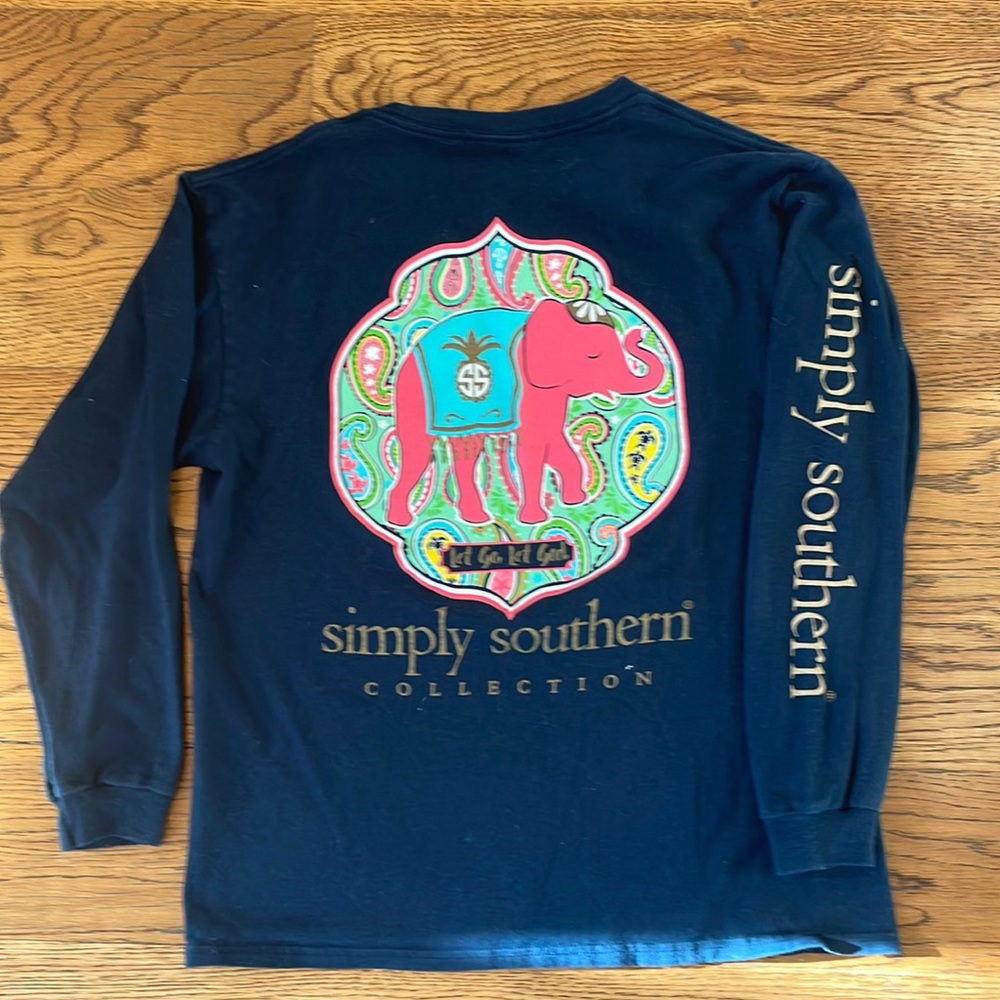 Girls Navy Simply Southern long sleeve T-shirt